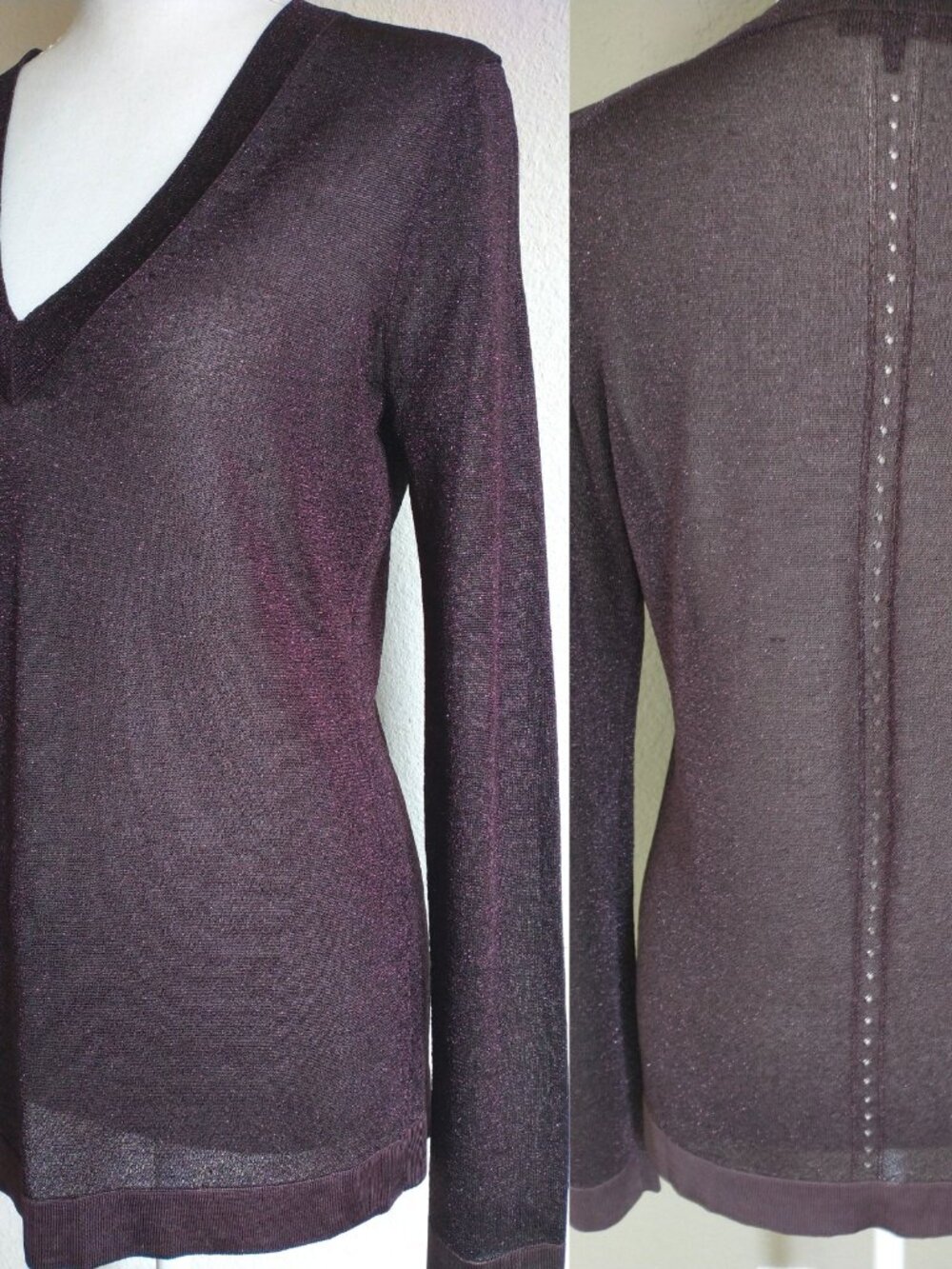 Rag & Bone Marie Plum Shimmer Sheer Sweater As Seen On Arrow Felicity Smoak Sz S